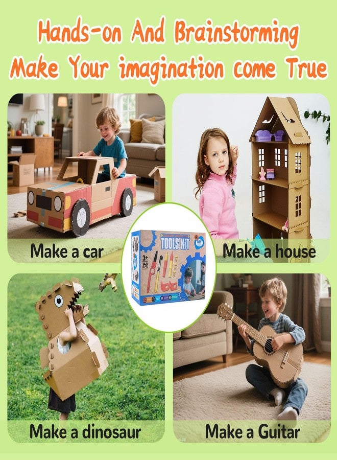 Zitranse Cardboard Cutting Tools for Kids with Storage box,Safe DIY Cutter,148 PCS Construction Kit for Family & Team Activities,Creative Educational Toys Gift for Boys and Girls,5 6 7 9,Building Set,Ageds 4+ - Image 4